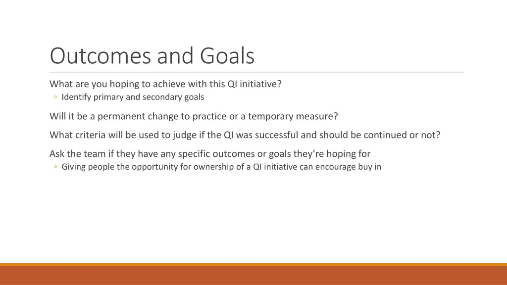 outcomes and goals