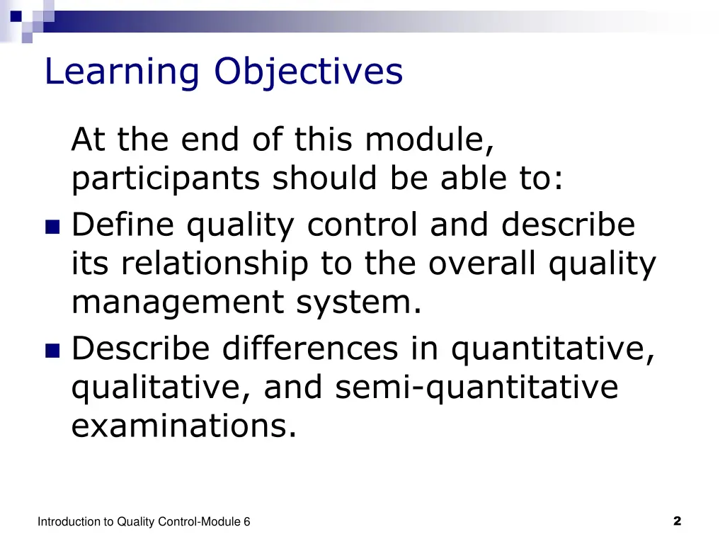 learning objectives