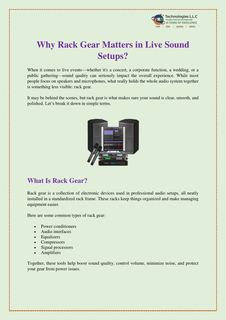 why rack gear matters in live sound setups
