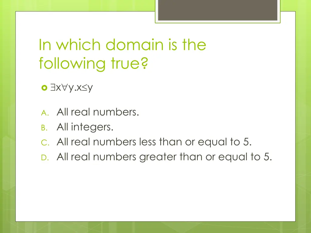 in which domain is the following true