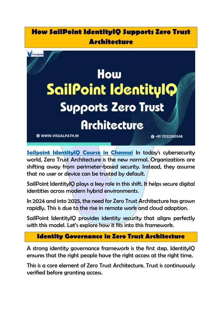 how sailpoint identityiq supports zero trust