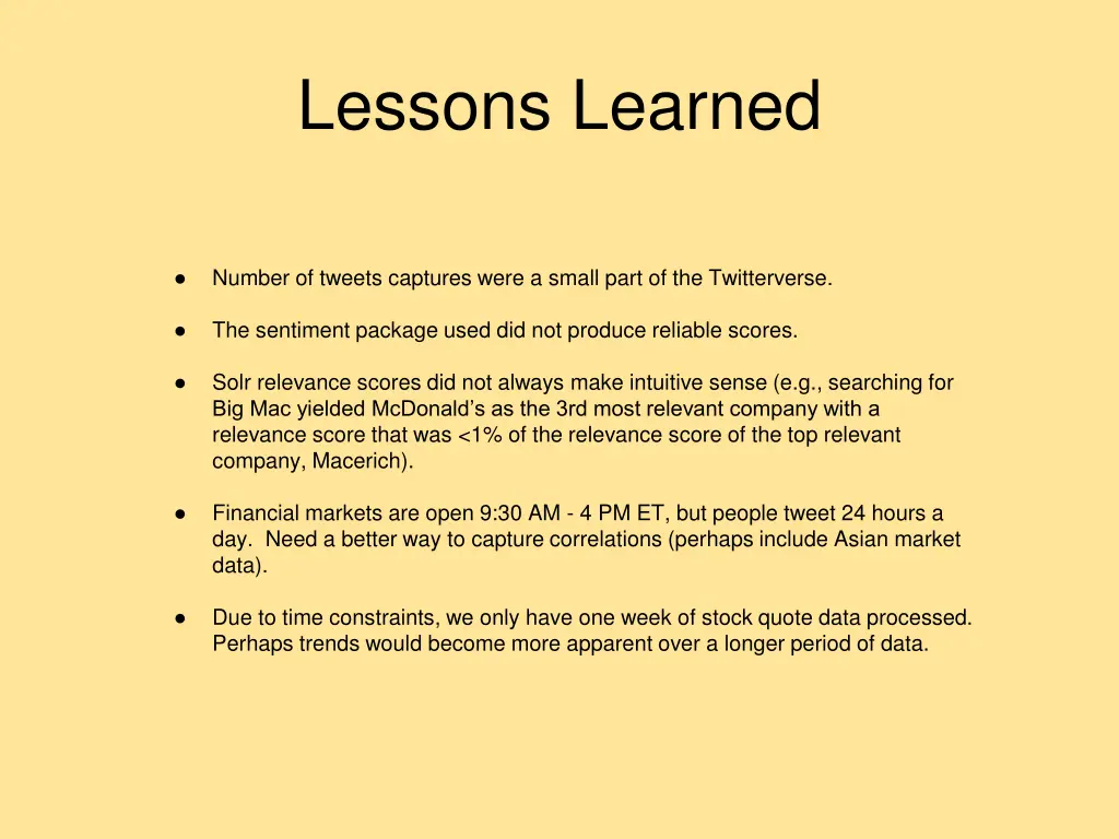 lessons learned
