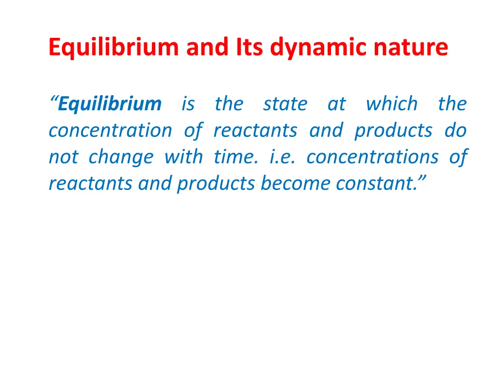 equilibrium and its dynamic nature