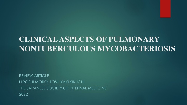 clinical aspects of pulmonary nontuberculous