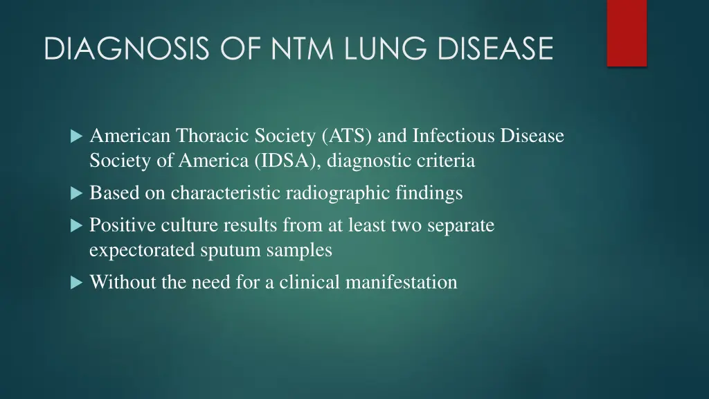 diagnosis of ntm lung disease