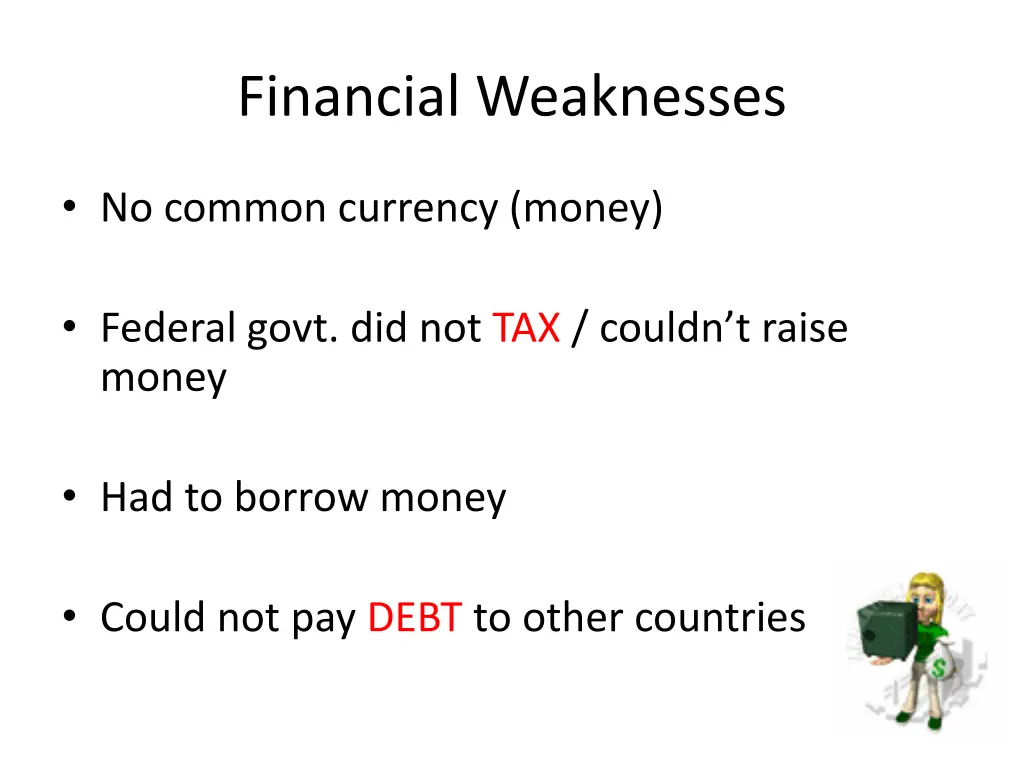 financial weaknesses