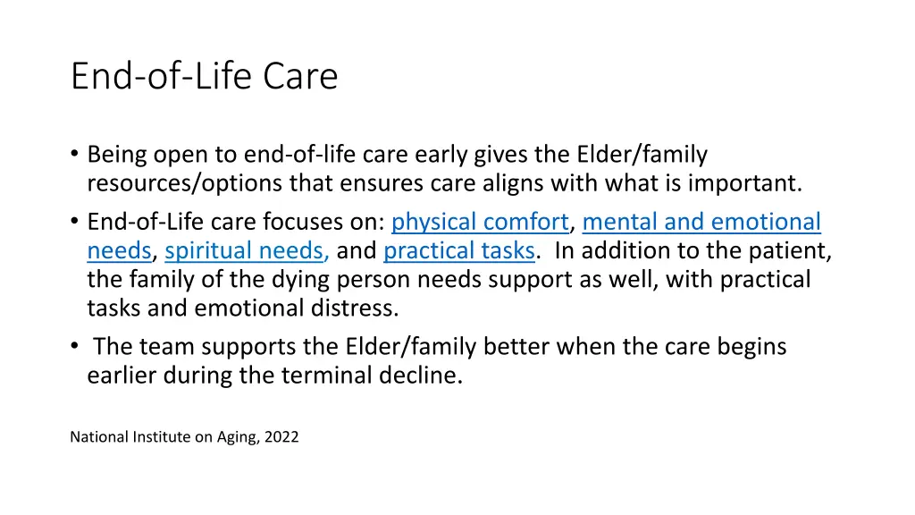 end of life care