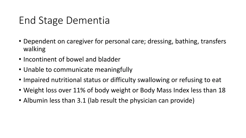 end stage dementia
