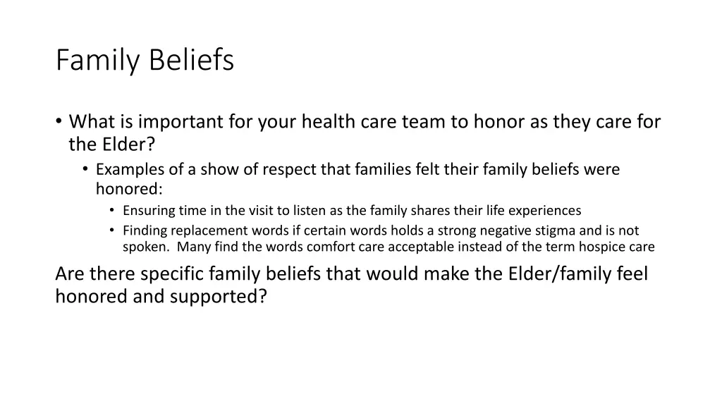 family beliefs