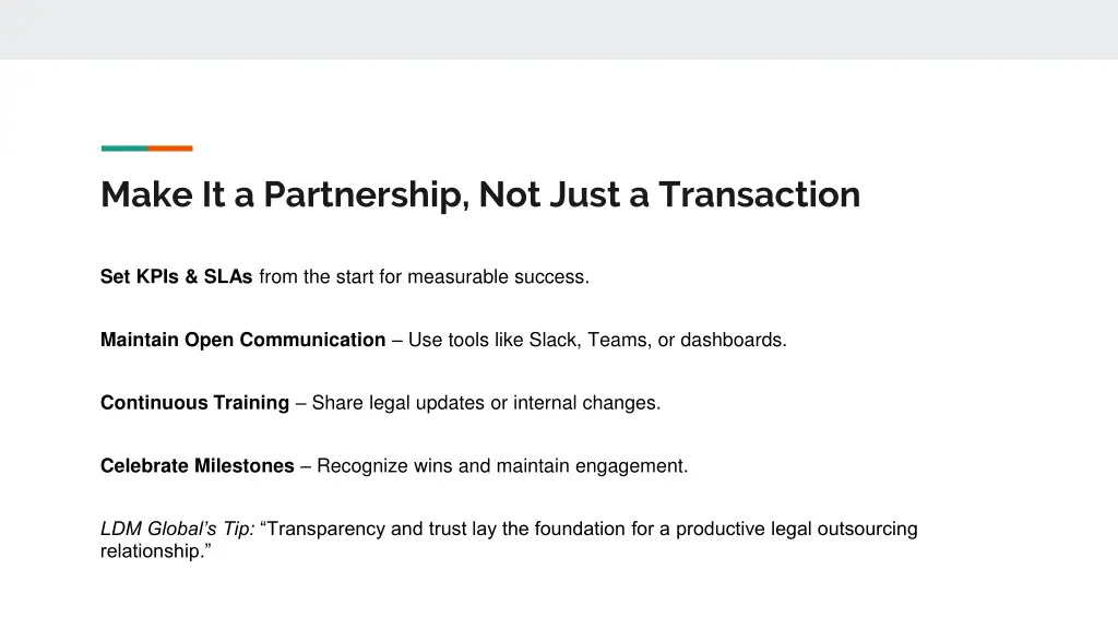 make it a partnership not just a transaction