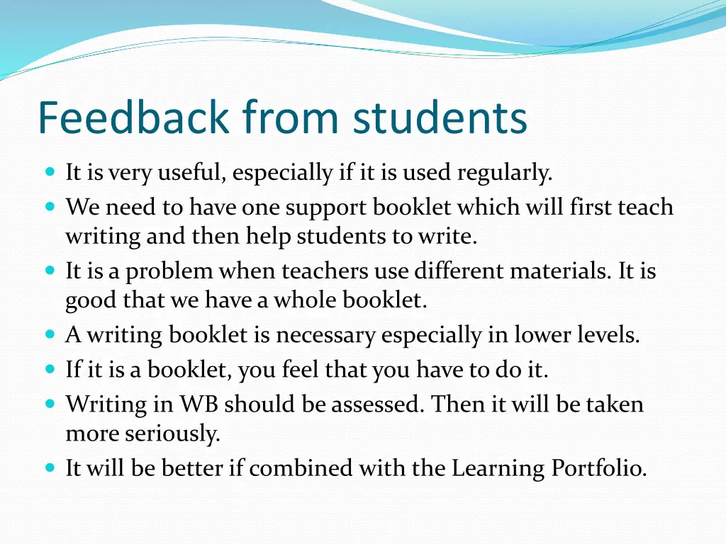 feedback from students