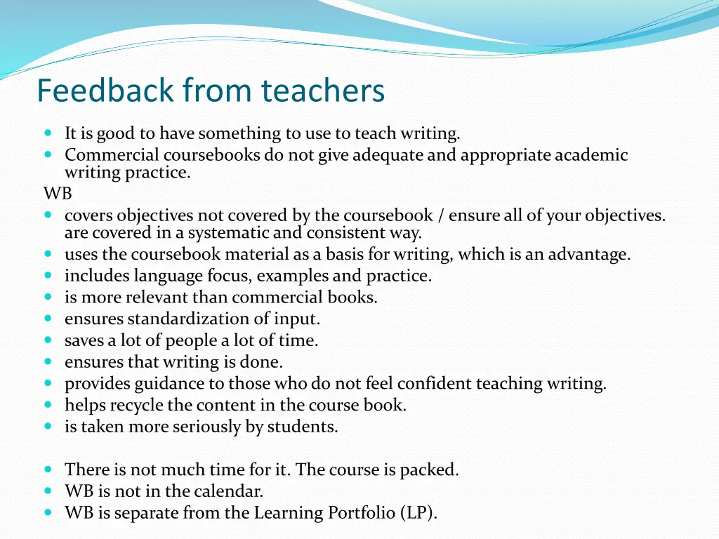 feedback from teachers