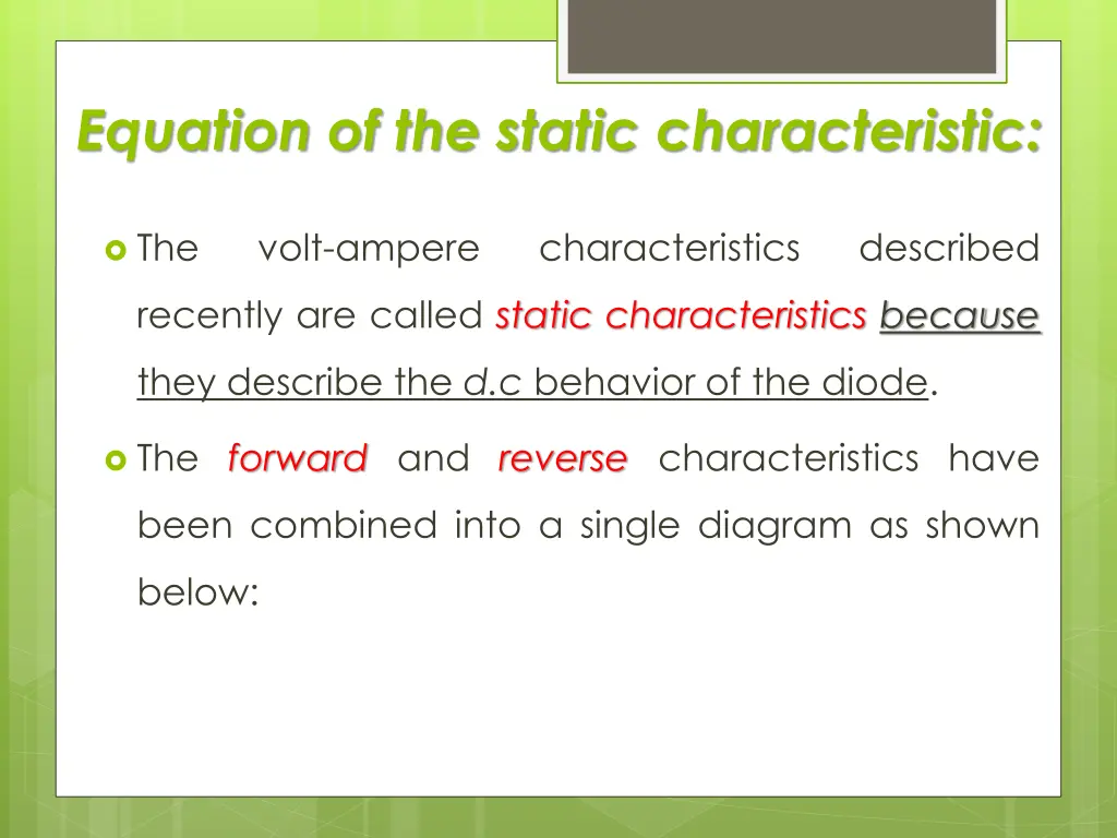 equation of the static characteristic 1