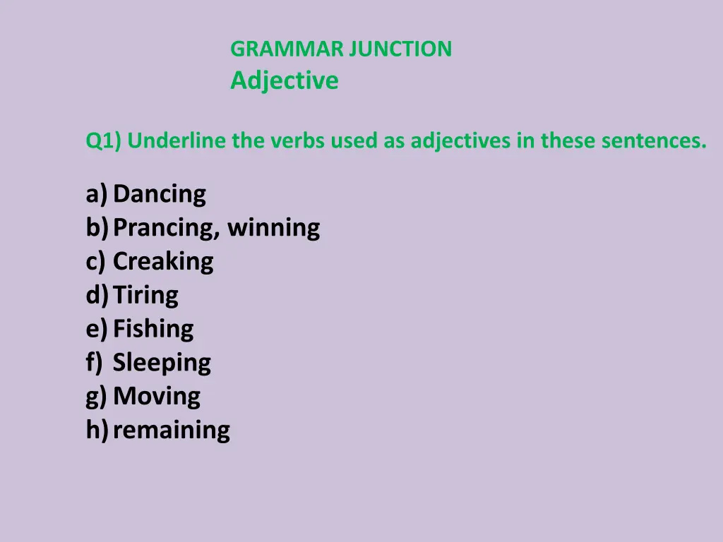 grammar junction adjective