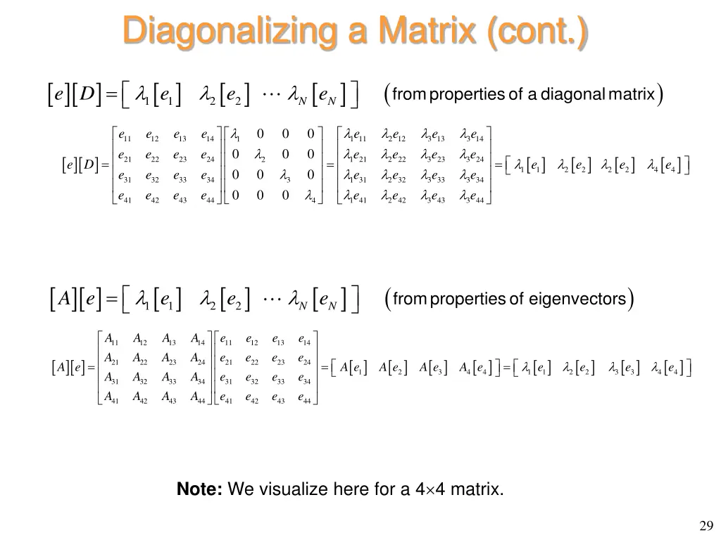 diagonalizing a matrix cont 1