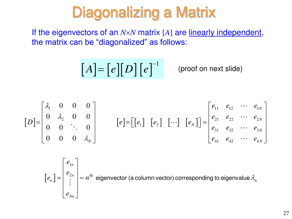diagonalizing a matrix
