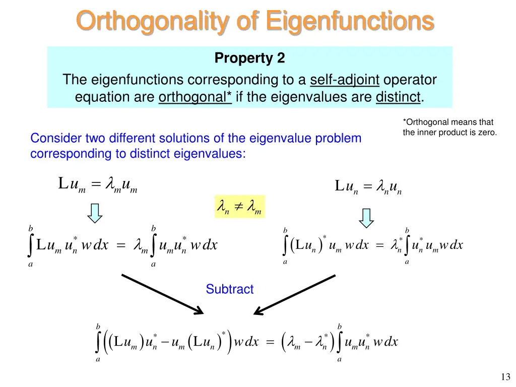 orthogonality of eigenfunctions