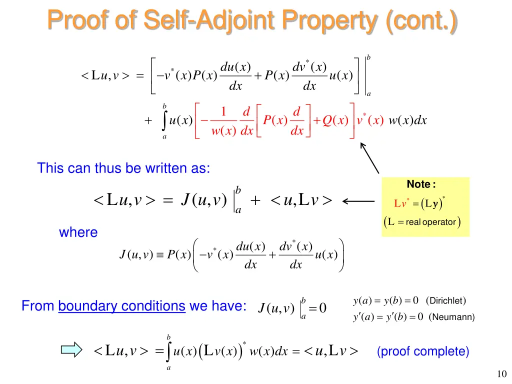 proof of self adjoint property cont 1