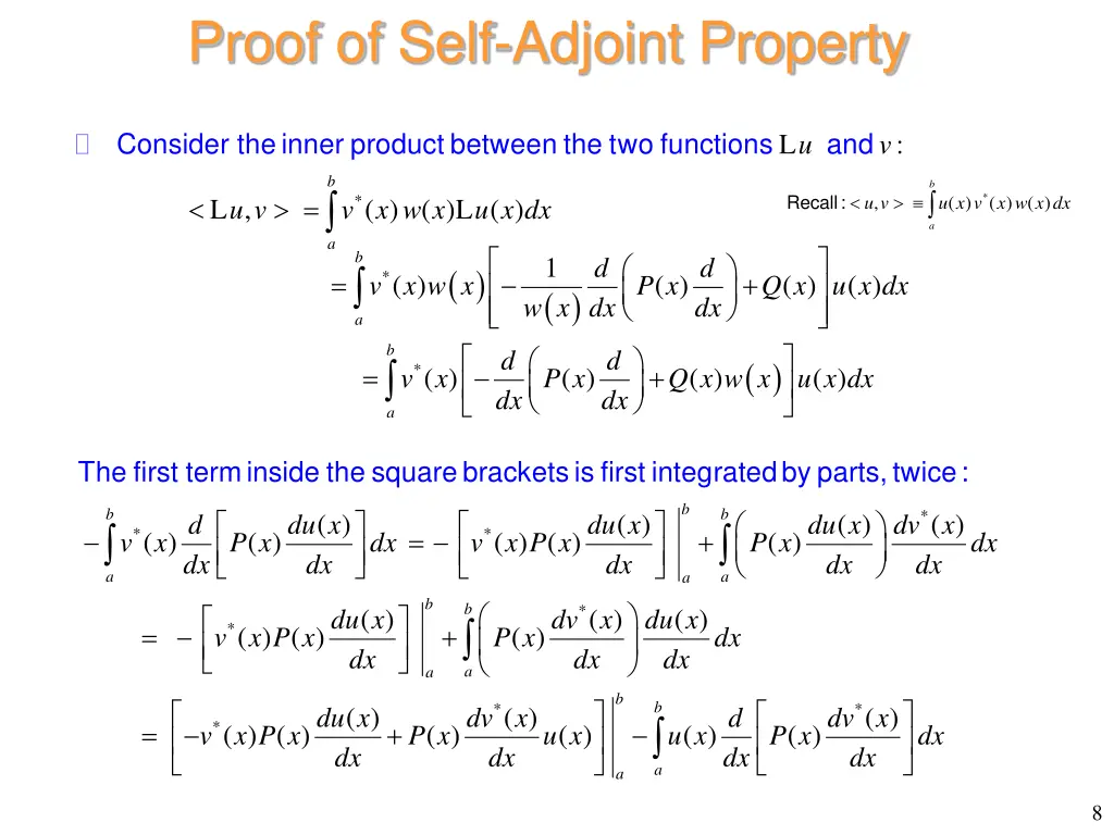 proof of self adjoint property
