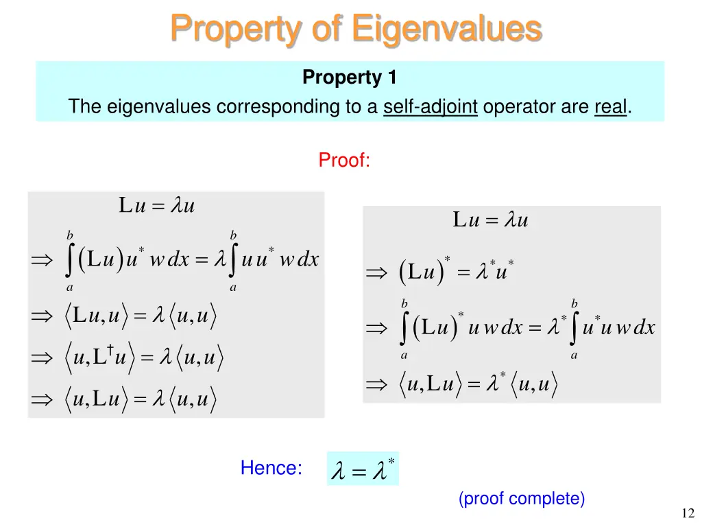 property of eigenvalues