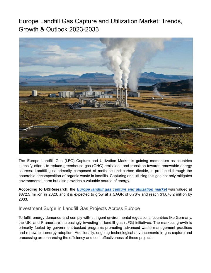 europe landfill gas capture and utilization