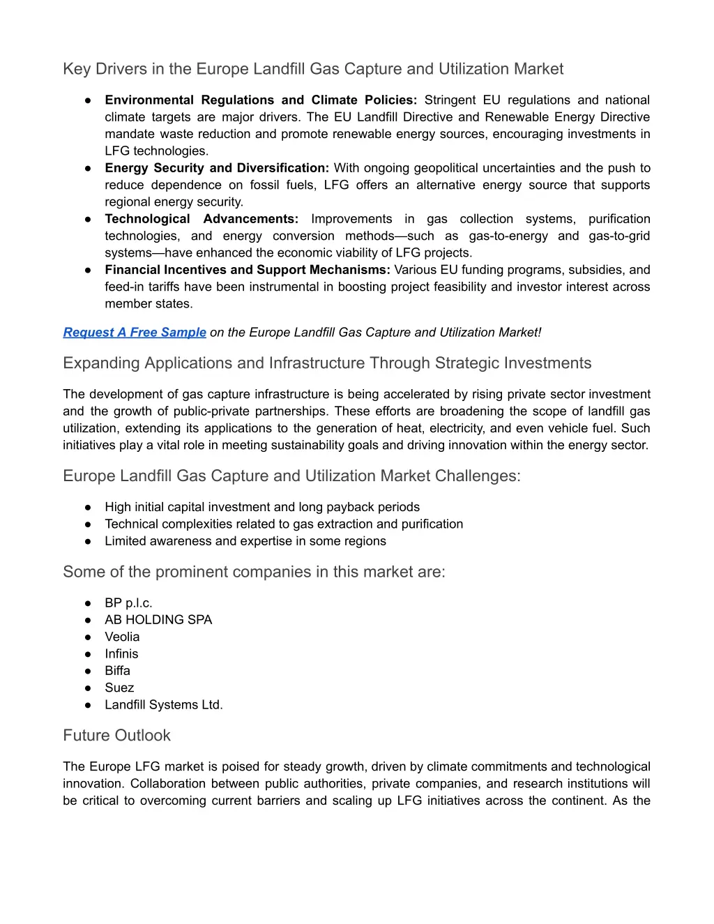 key drivers in the europe landfill gas capture