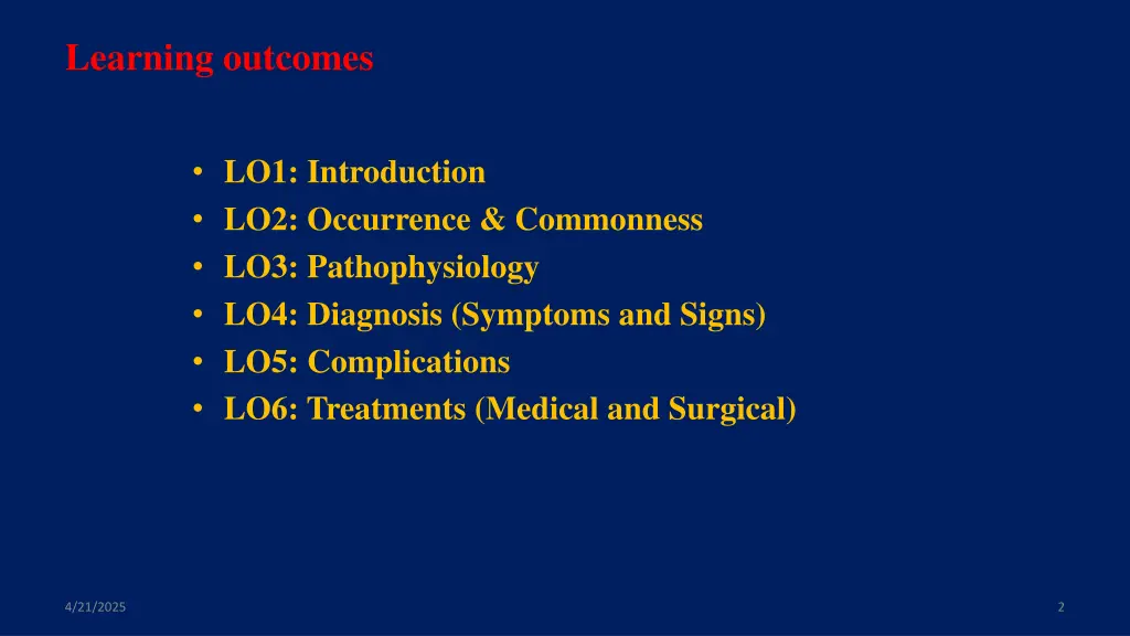 learning outcomes