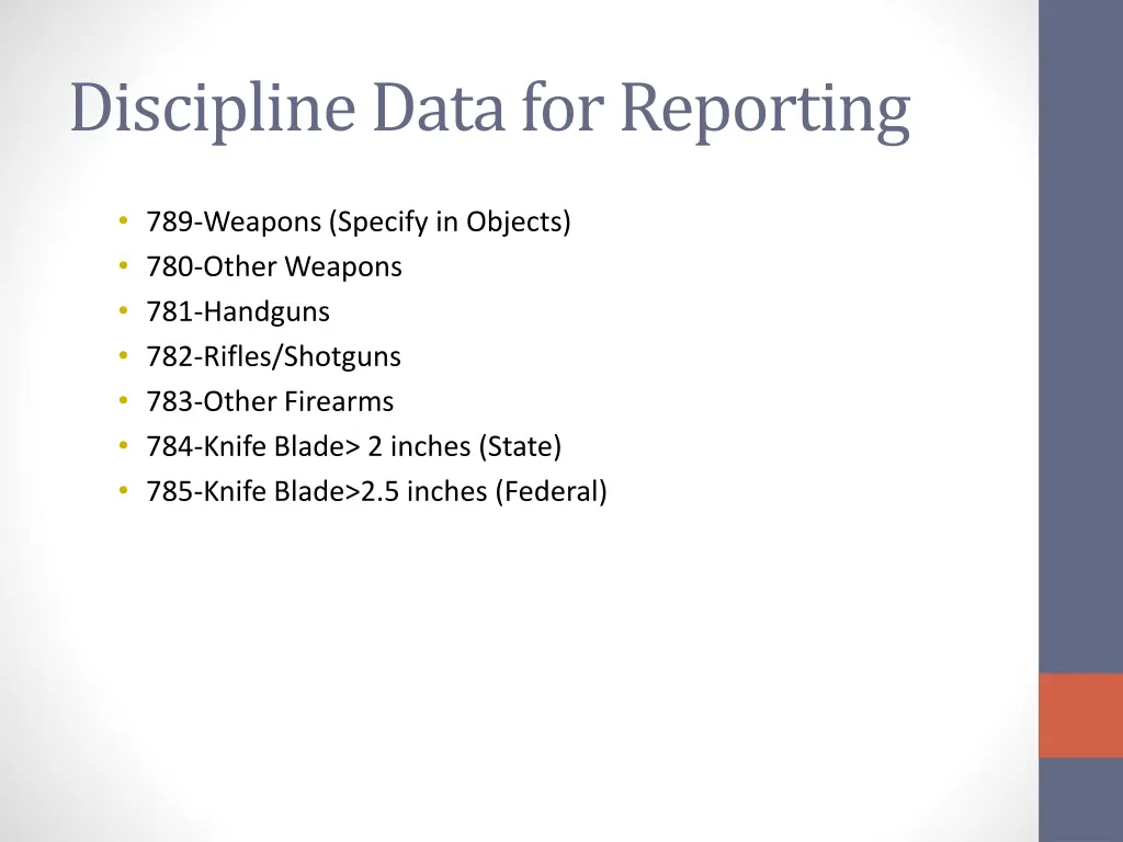 discipline data for reporting 2