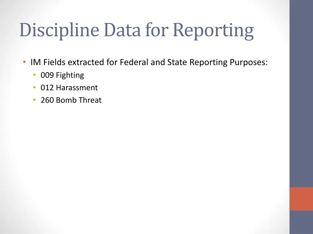 discipline data for reporting 3