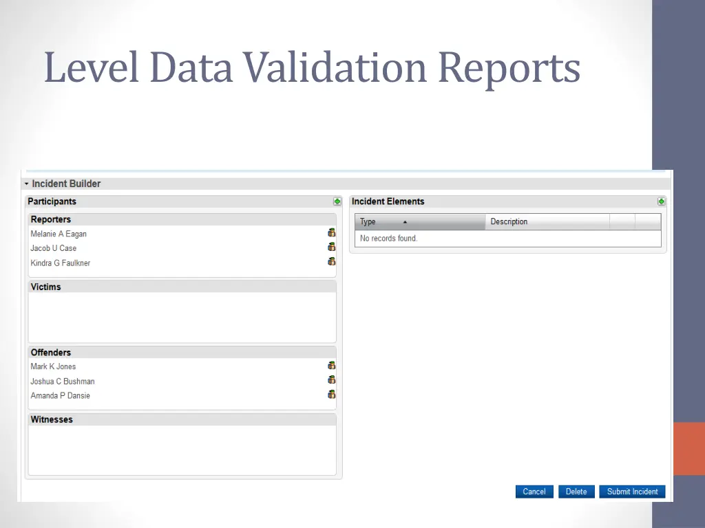 level data validation reports 1