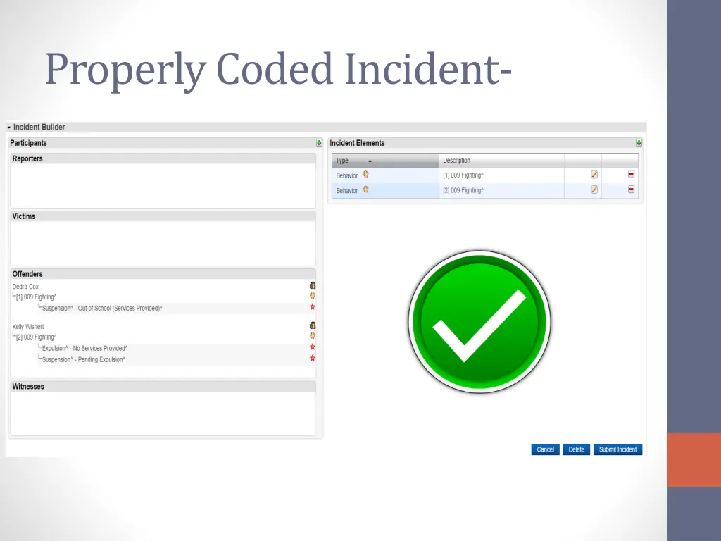 properly coded incident