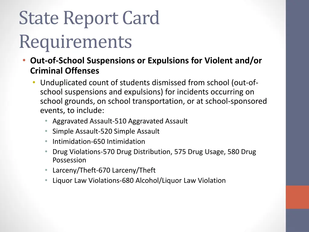 state report card requirements out of school