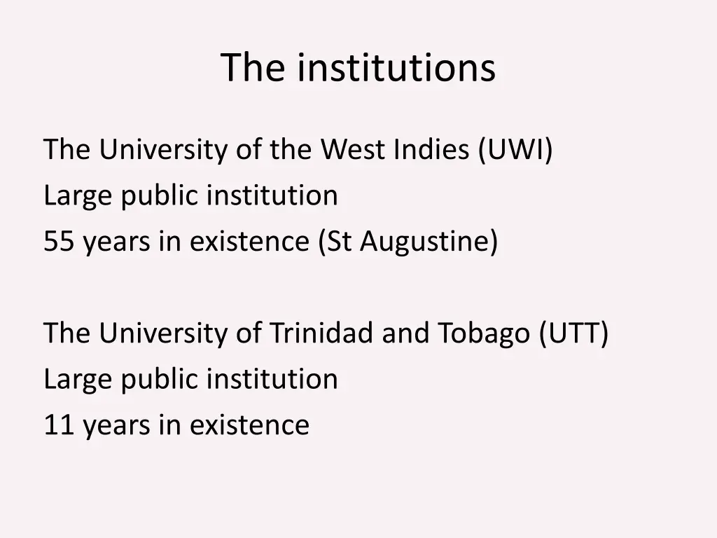 the institutions