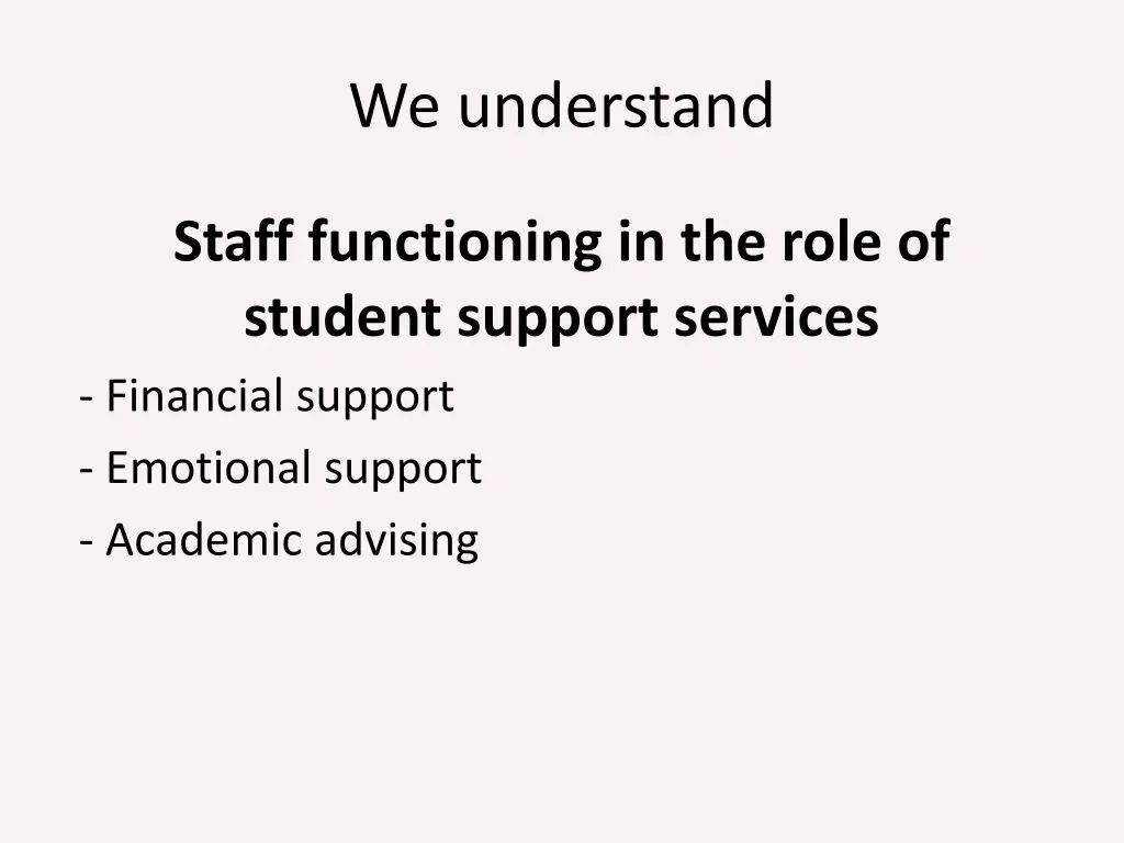 we understand 2