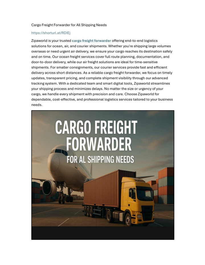cargo freight forwarder for all shipping needs