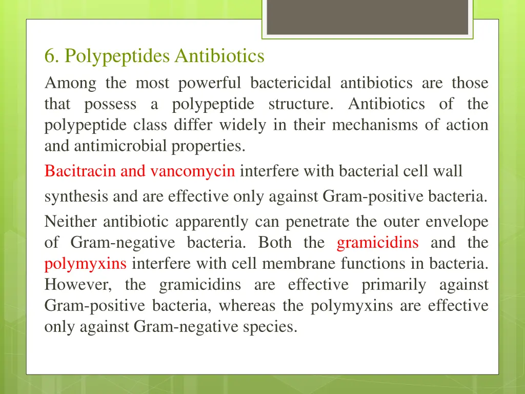 6 polypeptides antibiotics among the most