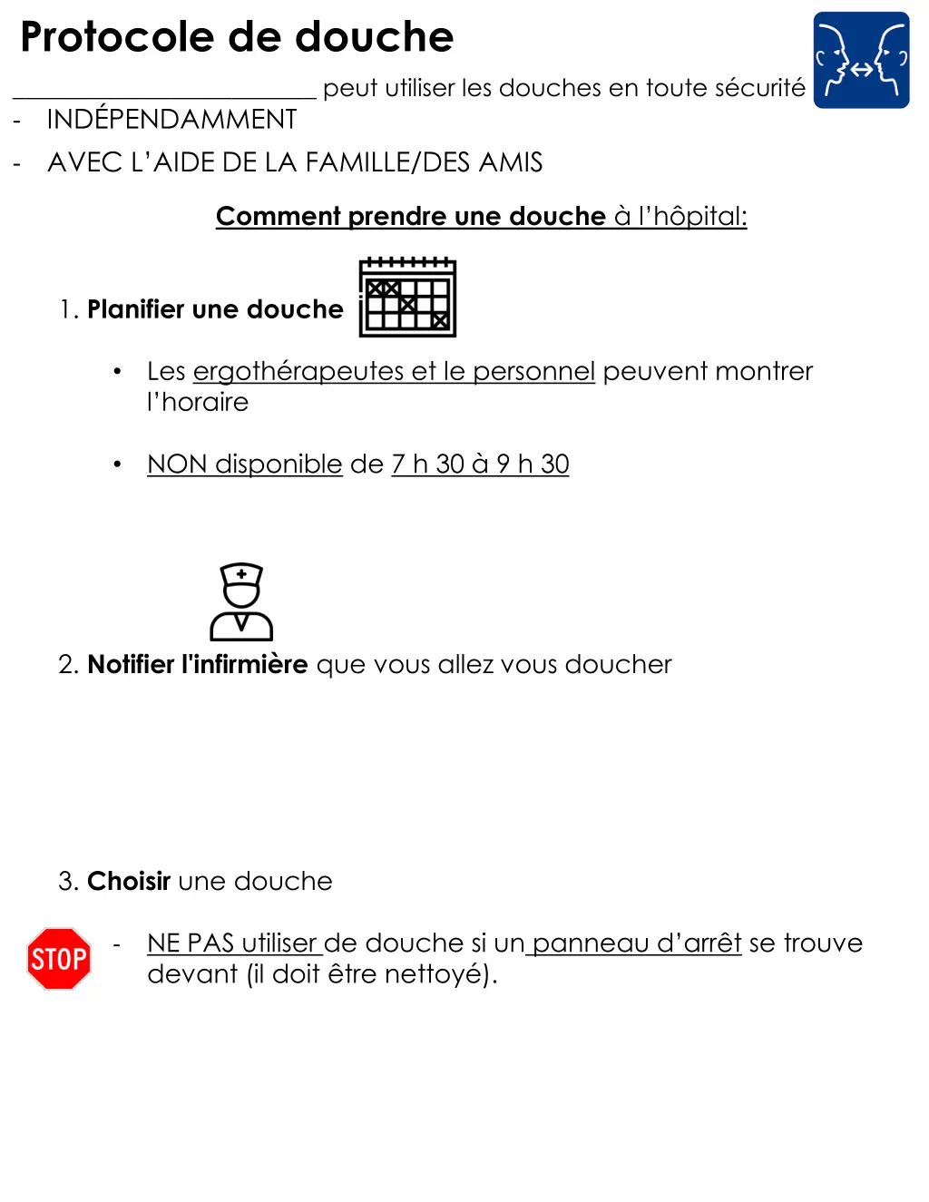 protocole de douche peut utiliser les douches