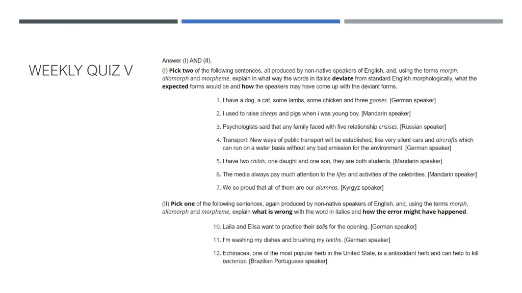 weekly quiz v