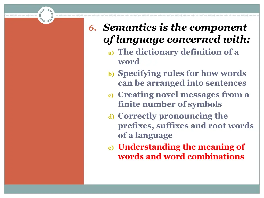 6 semantics is the component of language 1