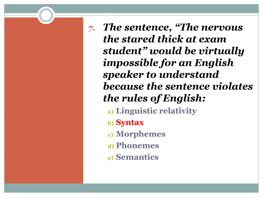 7 the sentence the nervous the stared thick 1