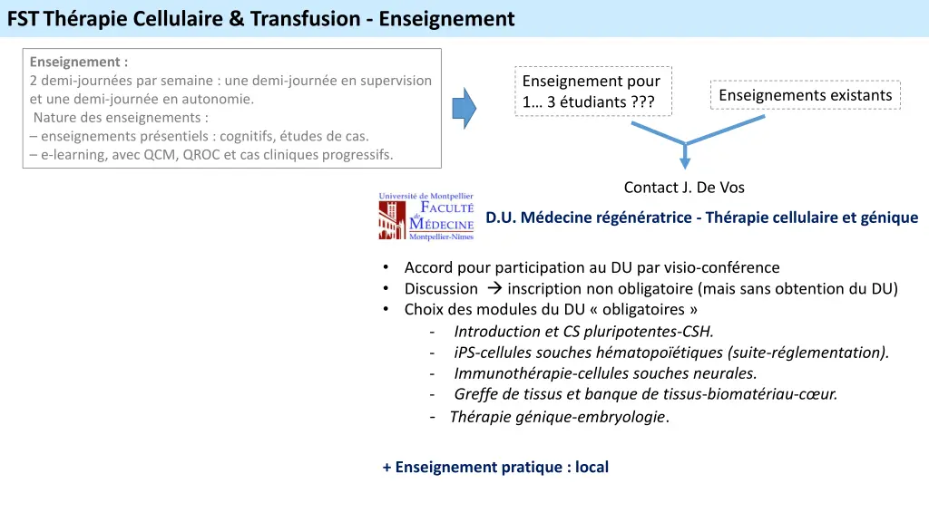 fst th rapie cellulaire transfusion enseignement