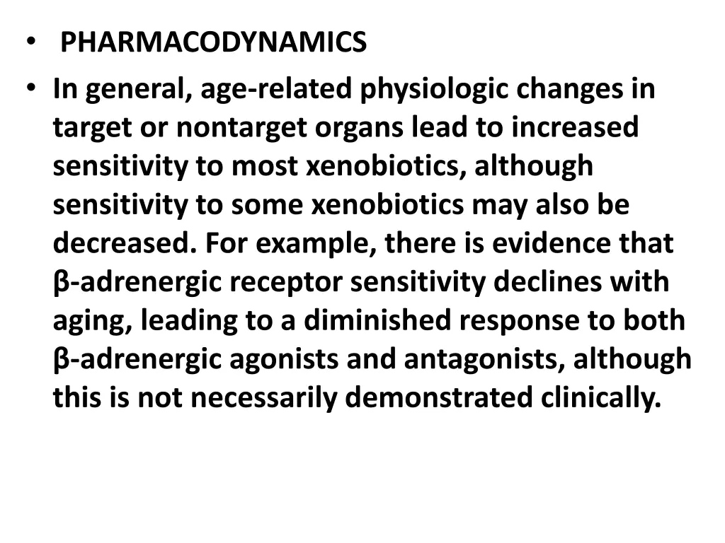 pharmacodynamics in general age related
