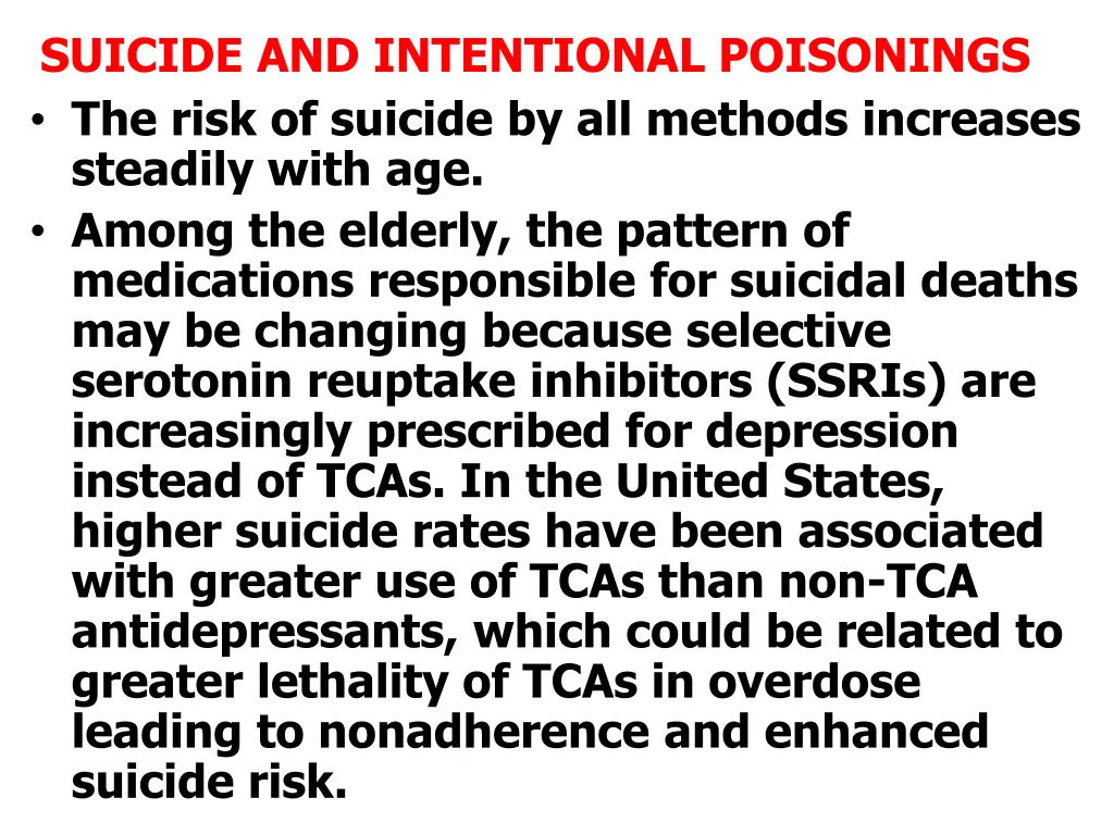 suicide and intentional poisonings the risk