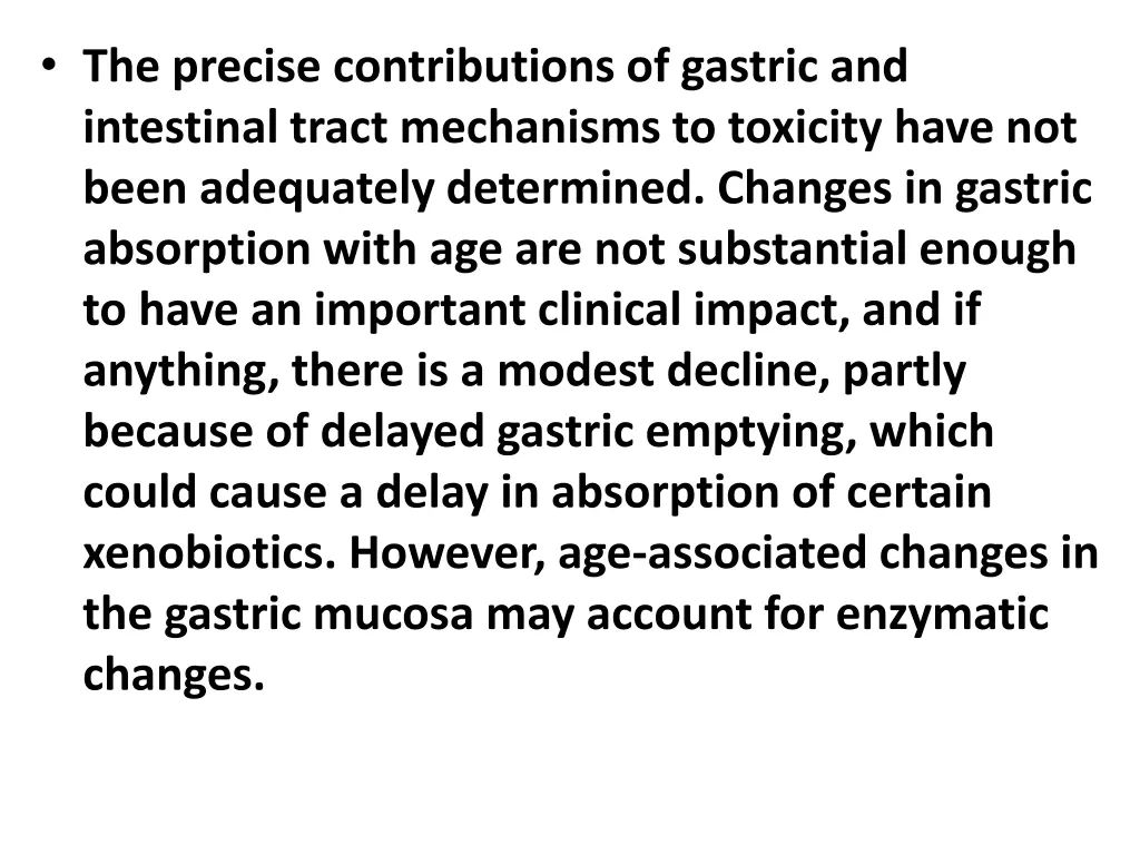 the precise contributions of gastric