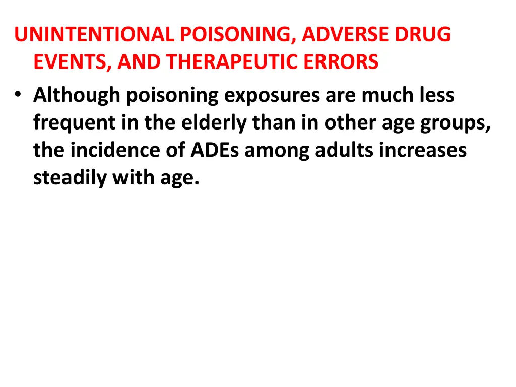 unintentional poisoning adverse drug events