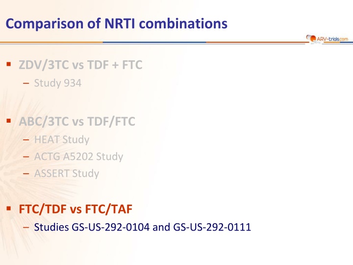 comparison of nrti combinations