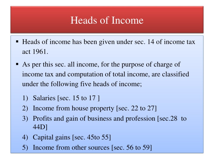 heads of income