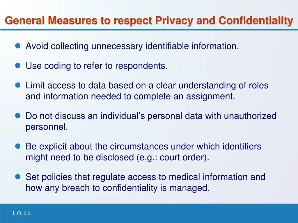 general measures to respect privacy