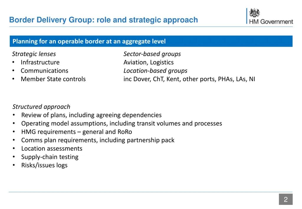 border delivery group role and strategic approach