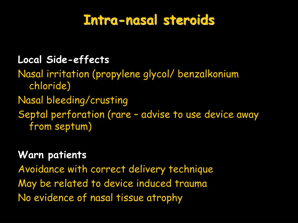 intra nasal steroids